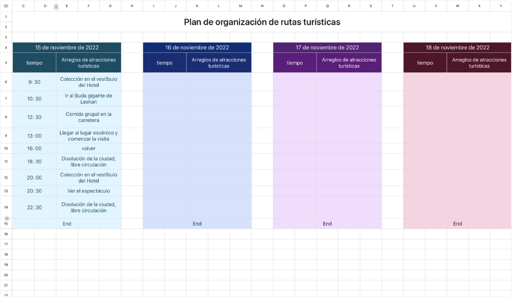 Plan de organización de rutas turísticas